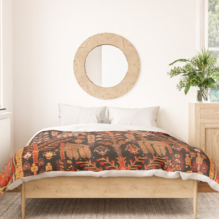 Floral Persian Bakhtiari Rug Print Duvet Cover Gallery Image 3