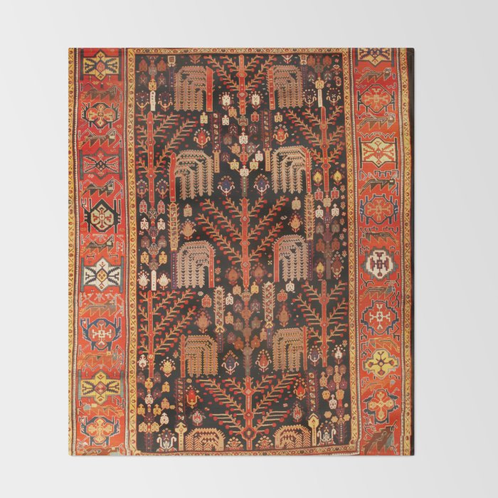 Floral Persian Bakhtiari Rug Print Throw Blanket Gallery Image 2