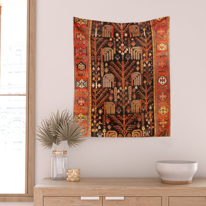 Floral Persian Bakhtiari Rug Print Wall Tapestry Gallery Image 2