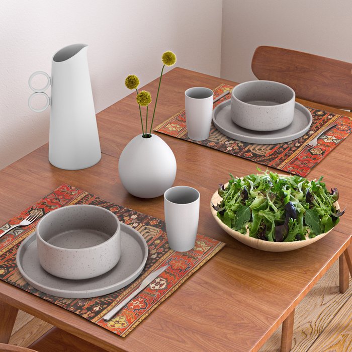 Floral Persian Bakhtiari Rug Print Placemat Gallery Image 2