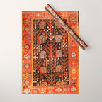 Floral Persian Bakhtiari Rug Print Wrapping Paper Gallery Image 1