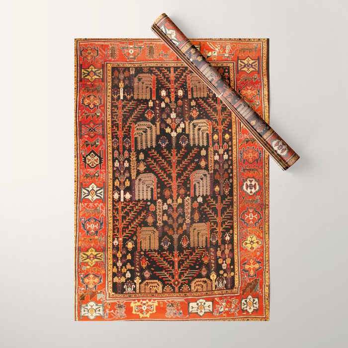 Floral Persian Bakhtiari Rug Print Wrapping Paper Gallery Image 1