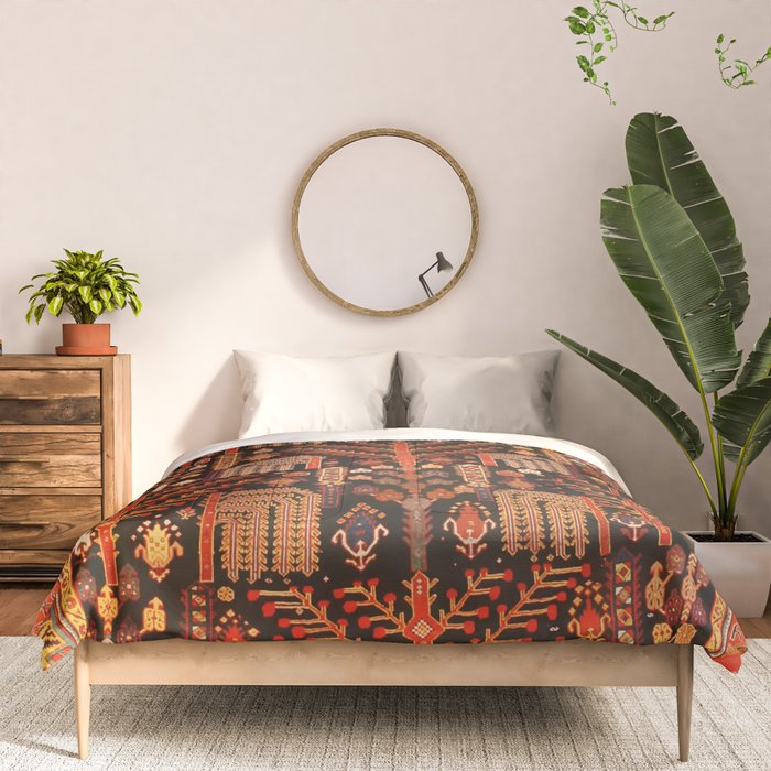 Floral Persian Bakhtiari Rug Print Comforter Gallery Image 3