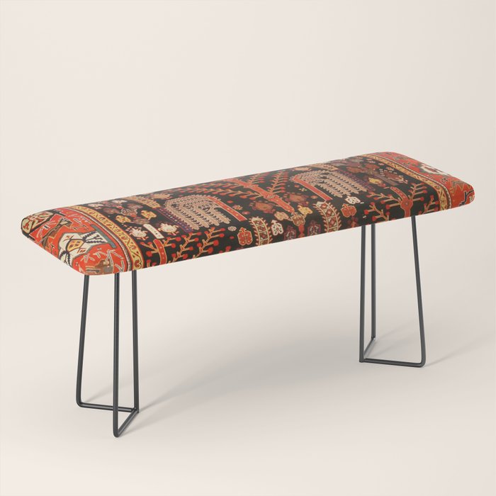 Floral Persian Bakhtiari Rug Print Bench Gallery Image 1