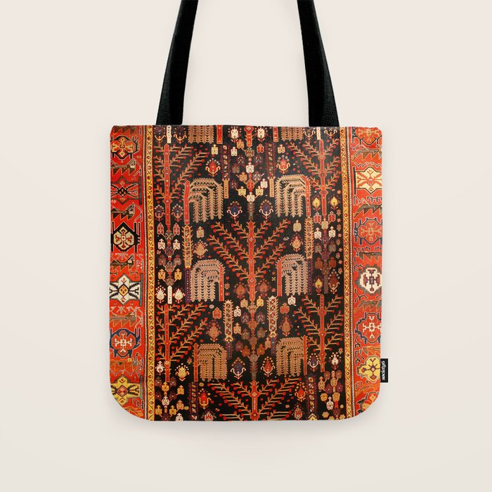 Floral Persian Bakhtiari Rug Print Tote Bag Gallery Image 1