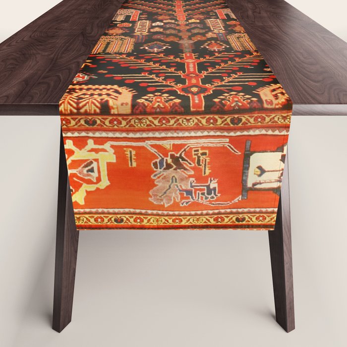 Floral Persian Bakhtiari Rug Print Table Runner Gallery Image 1