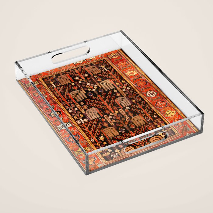 Floral Persian Bakhtiari Rug Print Acrylic Tray Gallery Image 1