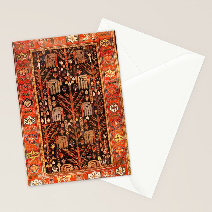 Floral Persian Bakhtiari Rug Print Stationery Card Gallery Image 2