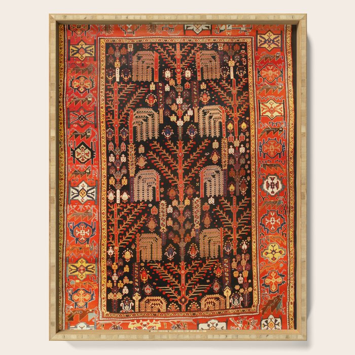 Floral Persian Bakhtiari Rug Print Serving Tray Gallery Image 1