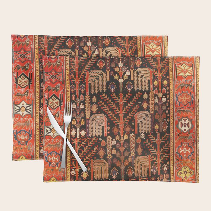 Floral Persian Bakhtiari Rug Print Placemat Gallery Image 1