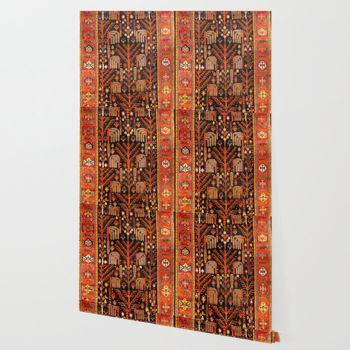 Floral Persian Bakhtiari Rug Print Wallpaper Gallery Image 2