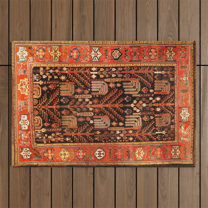 Floral Persian Bakhtiari Rug Print Outdoor Rug Gallery Image 1