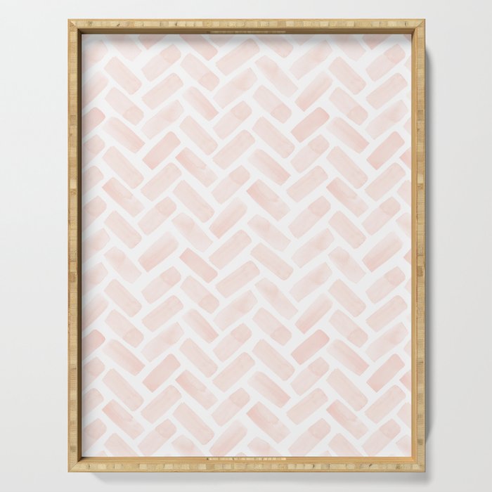 watercolor herringbone - light pink Serving Tray Gallery Image 1