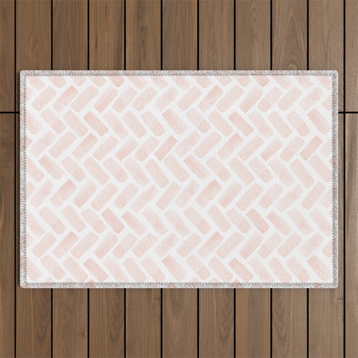 watercolor herringbone - light pink Outdoor Rug Gallery Image 1