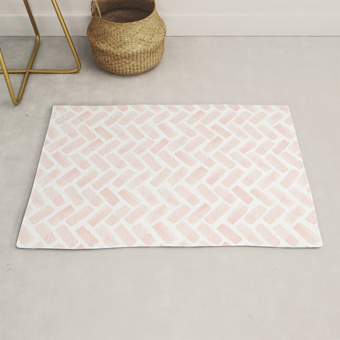 watercolor herringbone - light pink Rug Gallery Image 1