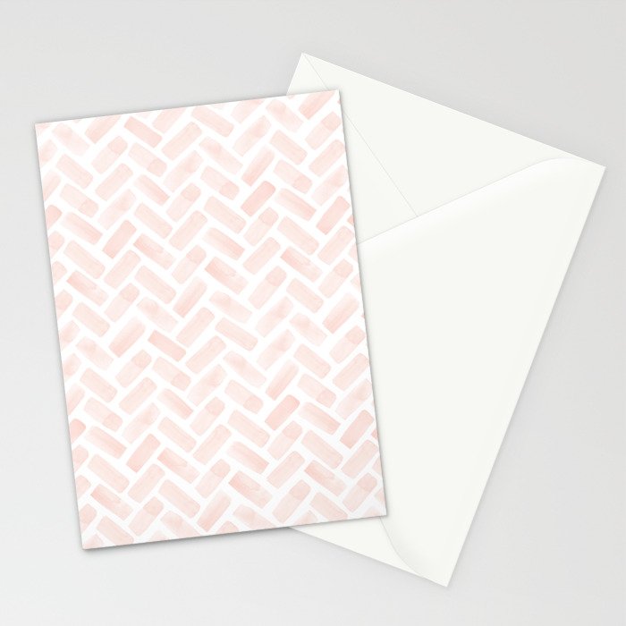 watercolor herringbone - light pink Stationery Card Gallery Image 2