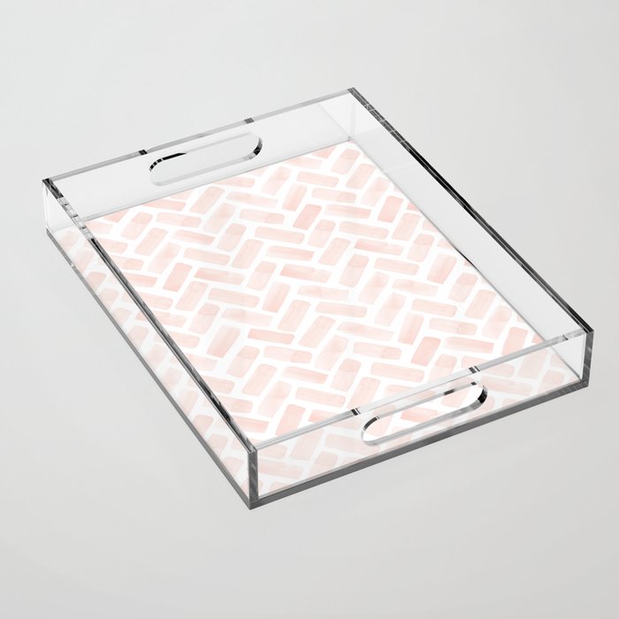 watercolor herringbone - light pink Acrylic Tray Gallery Image 1
