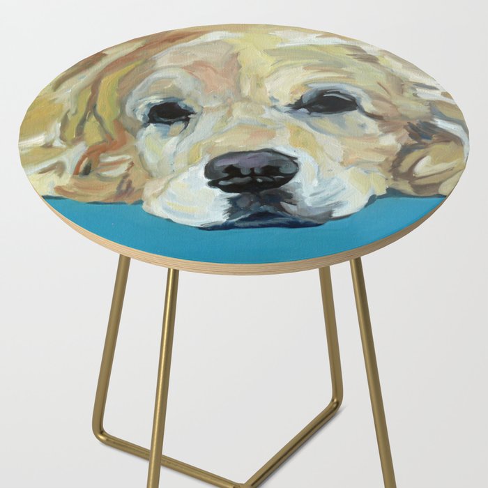 Shiner the Golden Retriever Portrait Side Table Gallery Image 2