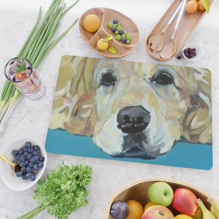 Shiner the Golden Retriever Portrait Cutting Board Gallery Image 2