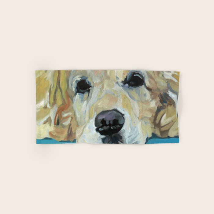 Shiner the Golden Retriever Portrait Bath Towel Gallery Image 1