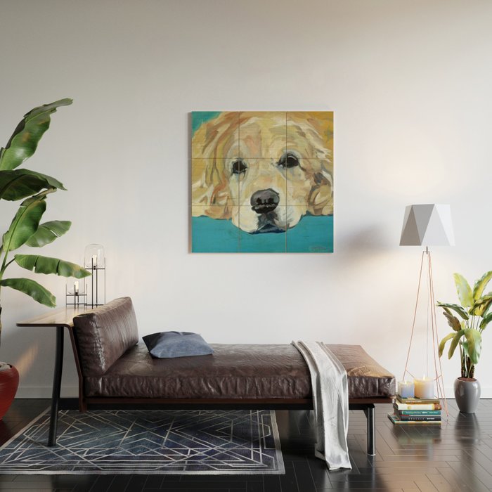 Shiner the Golden Retriever Portrait Wood Wall Art Gallery Image 2