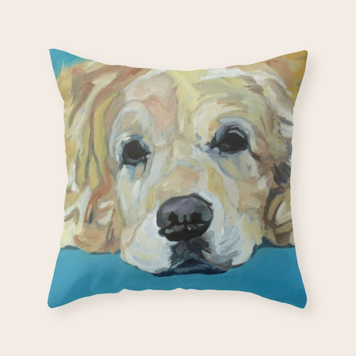 Shiner the Golden Retriever Portrait Throw Pillow Gallery Image 6