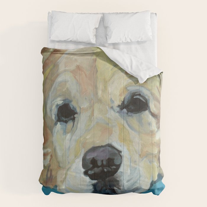 Shiner the Golden Retriever Portrait Comforter Gallery Image 1