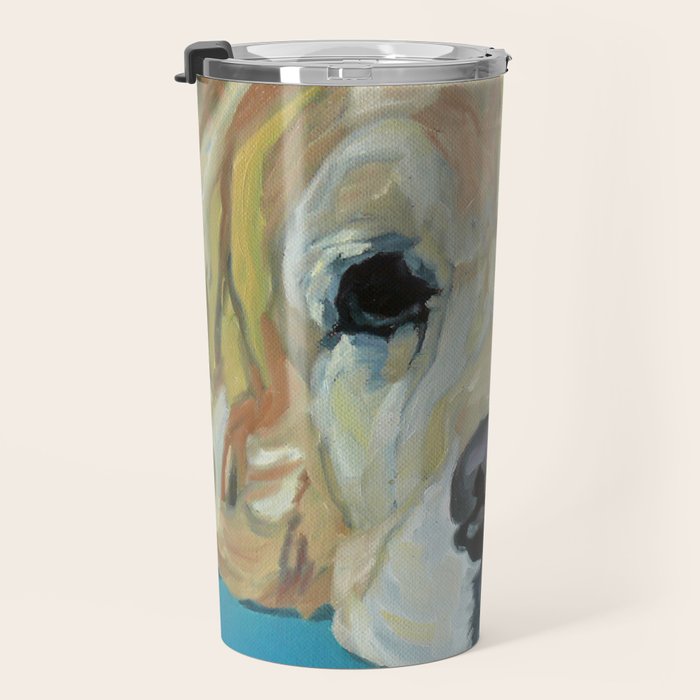 Shiner the Golden Retriever Portrait Travel Mug Gallery Image 3