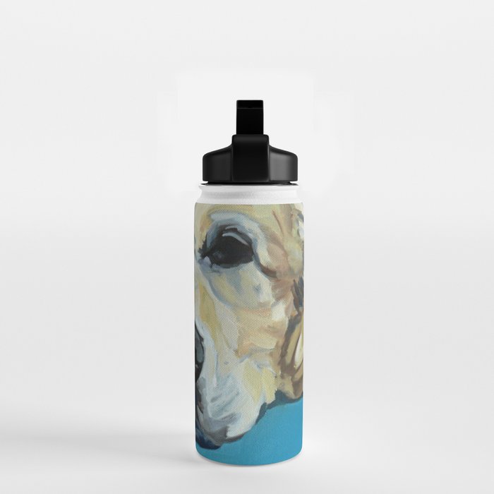 Shiner the Golden Retriever Portrait Water Bottle Gallery Image 2