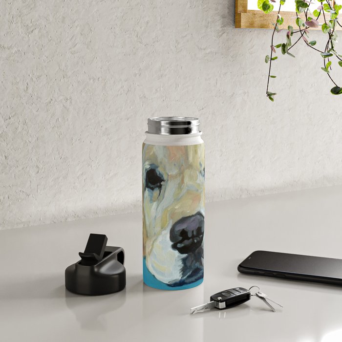 Shiner the Golden Retriever Portrait Water Bottle Gallery Image 4