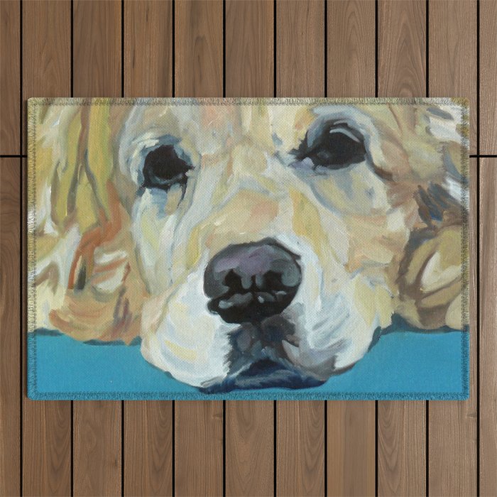 Shiner the Golden Retriever Portrait Outdoor Rug Gallery Image 1