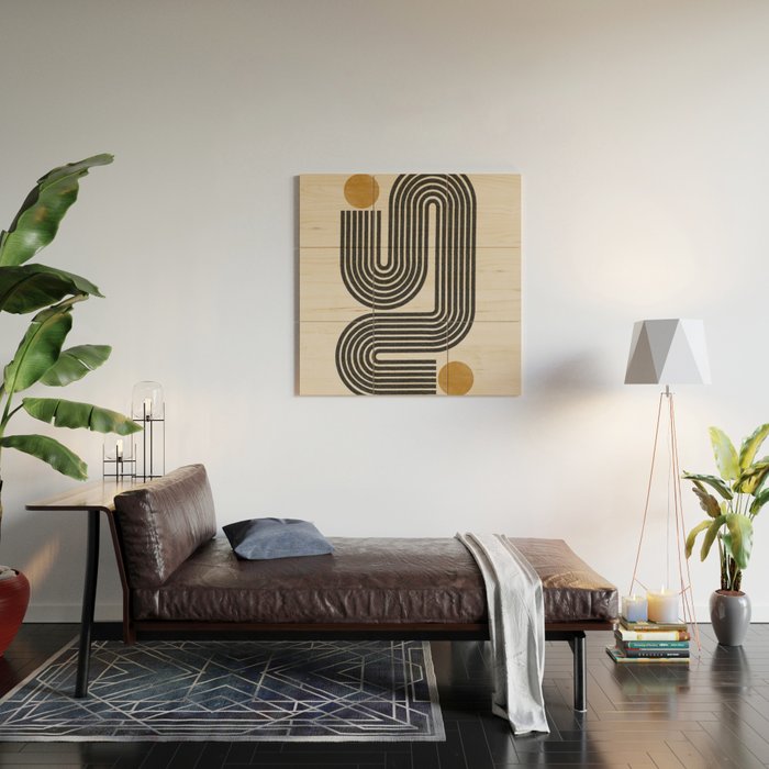 Mid Century Modern Line Wood Wall Art Gallery Image 2