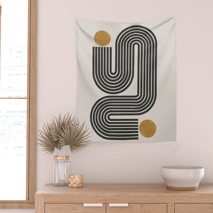 Mid Century Modern Line Wall Tapestry Gallery Image 2