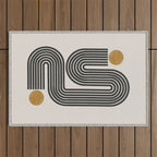 Mid Century Modern Line Outdoor Rug Gallery Image 1
