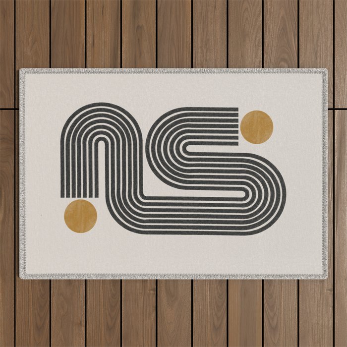 Mid Century Modern Line Outdoor Rug Gallery Image 1