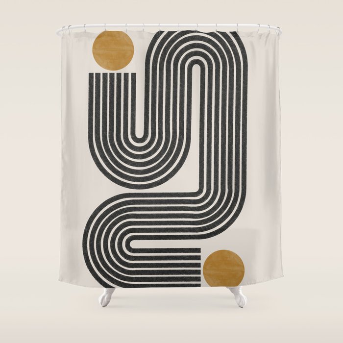 Mid Century Modern Line Shower Curtain Gallery Image 1