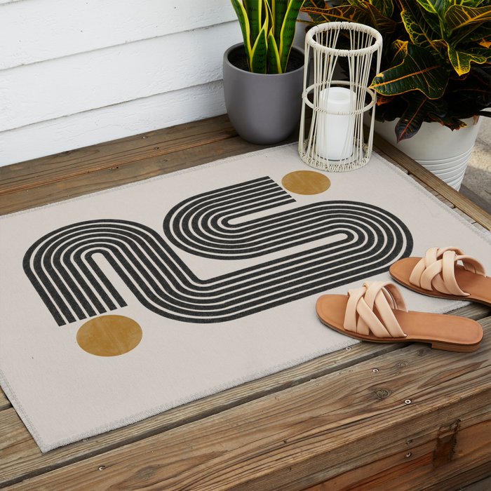Mid Century Modern Line Outdoor Rug Gallery Image 2