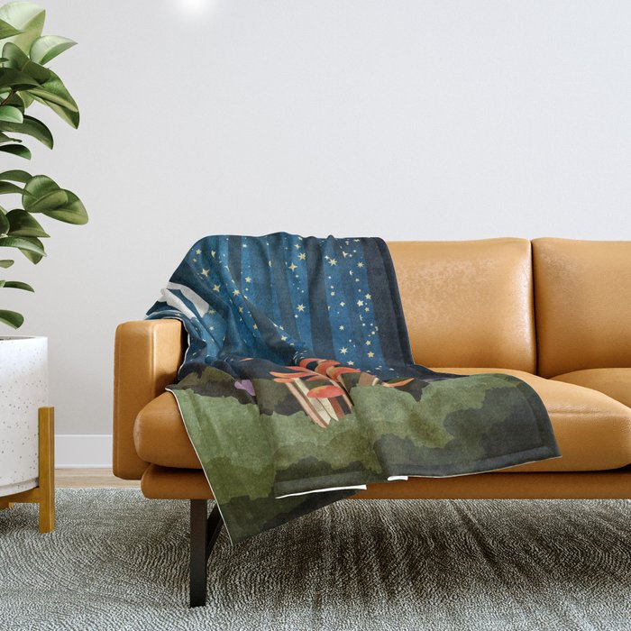 Midnight Mushrooms Throw Blanket Gallery Image 1