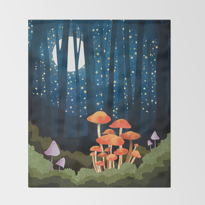 Midnight Mushrooms Throw Blanket Gallery Image 2