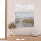 Beach Walk At Sunrise Photo | Dutch Coast Travel Photography Art Print | Egmond Aan Zee Holland In Pastel Colors Wall Tapestry Gallery Image 2