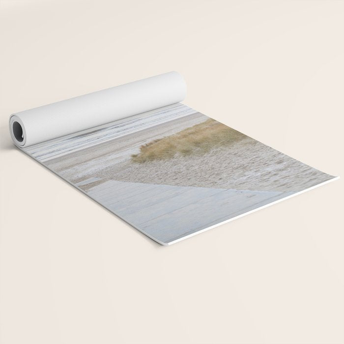 Beach Walk At Sunrise Photo | Dutch Coast Travel Photography Art Print | Egmond Aan Zee Holland In Pastel Colors Yoga Mat Gallery Image 2