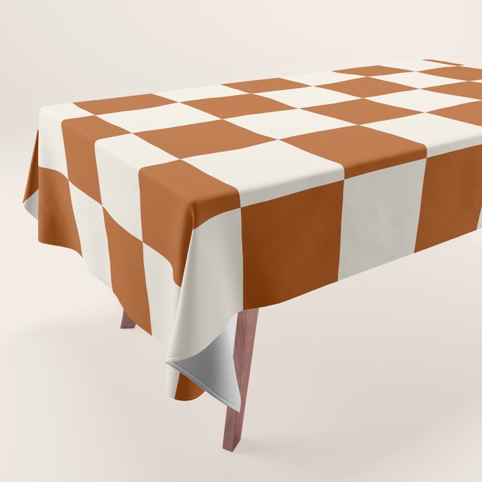 Checkered (Rust Cream) Tablecloth Gallery Image 1