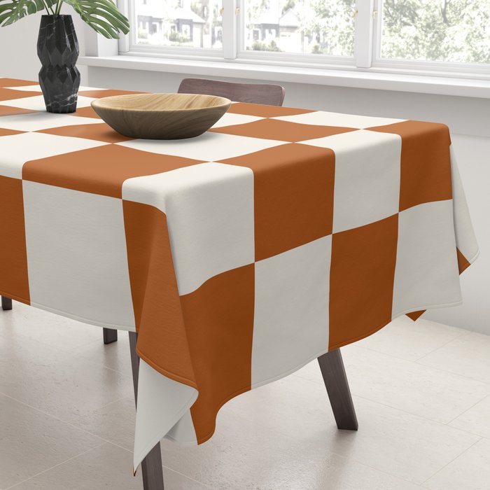 Checkered (Rust Cream) Tablecloth Gallery Image 3