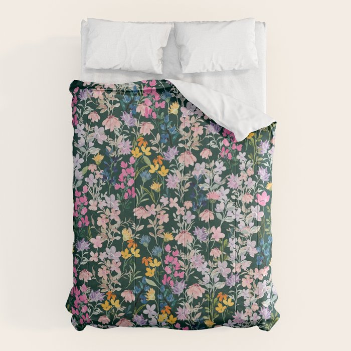 Wildflower Field on Pine Grove - Pink, Orange, Blue, & Purple Comforter Gallery Image 6