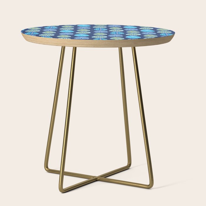 Colorful Folk Art Easter Eggs in Teal & Navy Blue Side Table Gallery Image 1