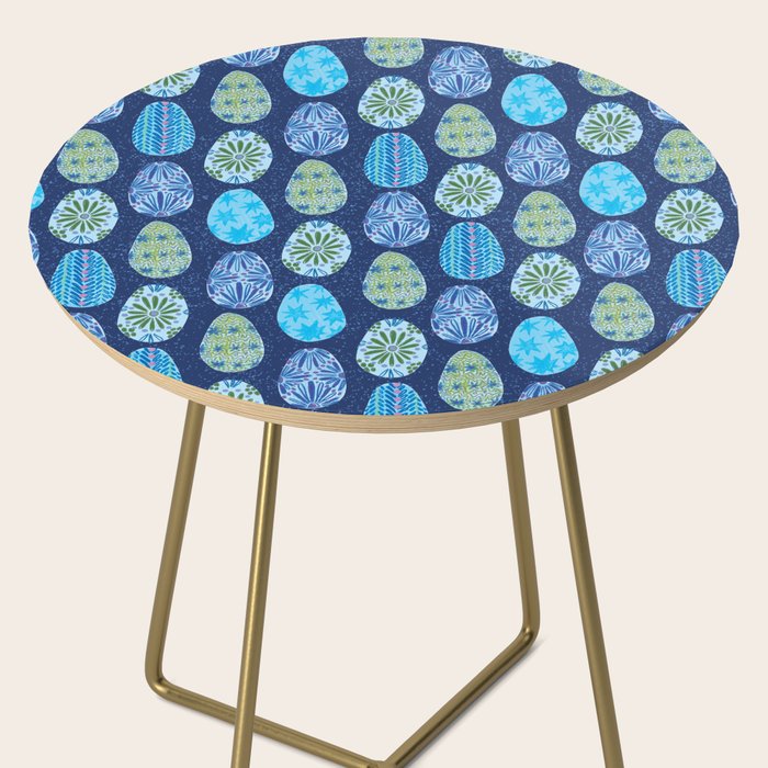 Colorful Folk Art Easter Eggs in Teal & Navy Blue Side Table Gallery Image 2