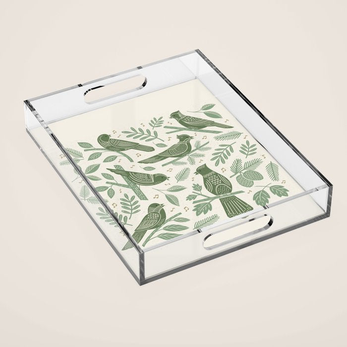 Song Birds - Green Acrylic Tray Gallery Image 1