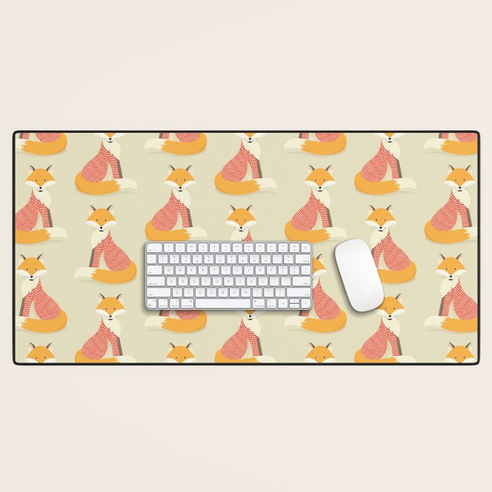 Whimsical Red Fox Desk Mat Gallery Image 1