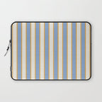 Vintage Cabana Stripe Pastel Blue And Gold Retro Coastal Beach Vibe Laptop Sleeve Gallery Image 1