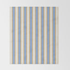 Vintage Cabana Stripe Pastel Blue And Gold Retro Coastal Beach Vibe Throw Blanket Gallery Image 2